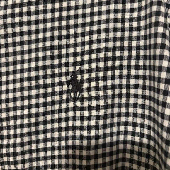 Ralph Lauren gingham long sleeve button up shirt in black and white mens lg - Picture 3 of 6